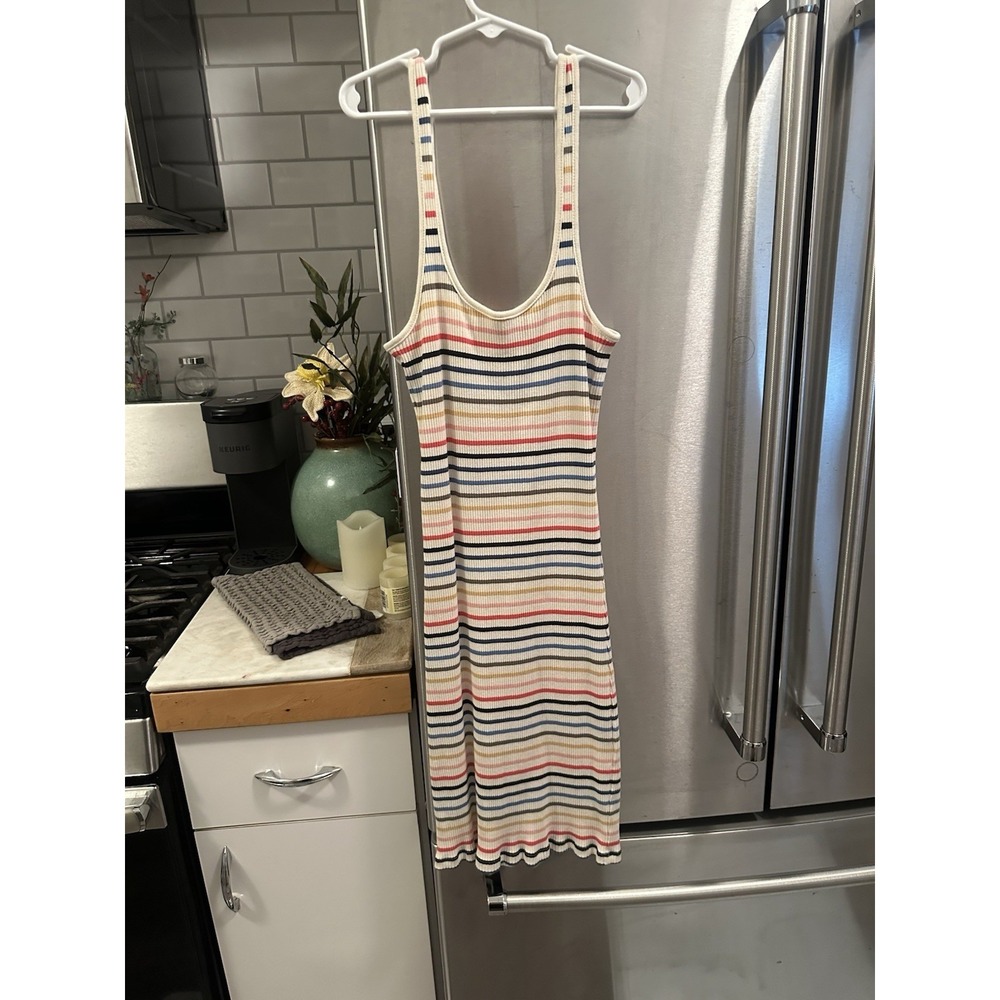 Billabong Rainbow Stripe Ribbed Knit Mini Dress SzXS Y2K Surf Style